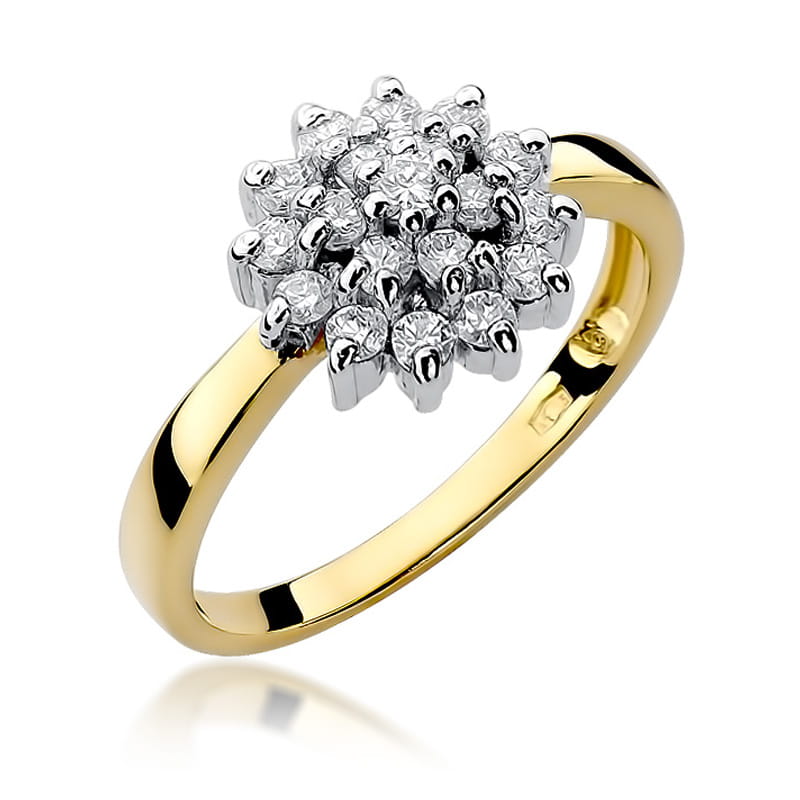 Pierścionek z diamentami żółte złoto 1 Pierścionek W004 z diamentami żółte złoto Jubiler Kraków BigDIAMOND
