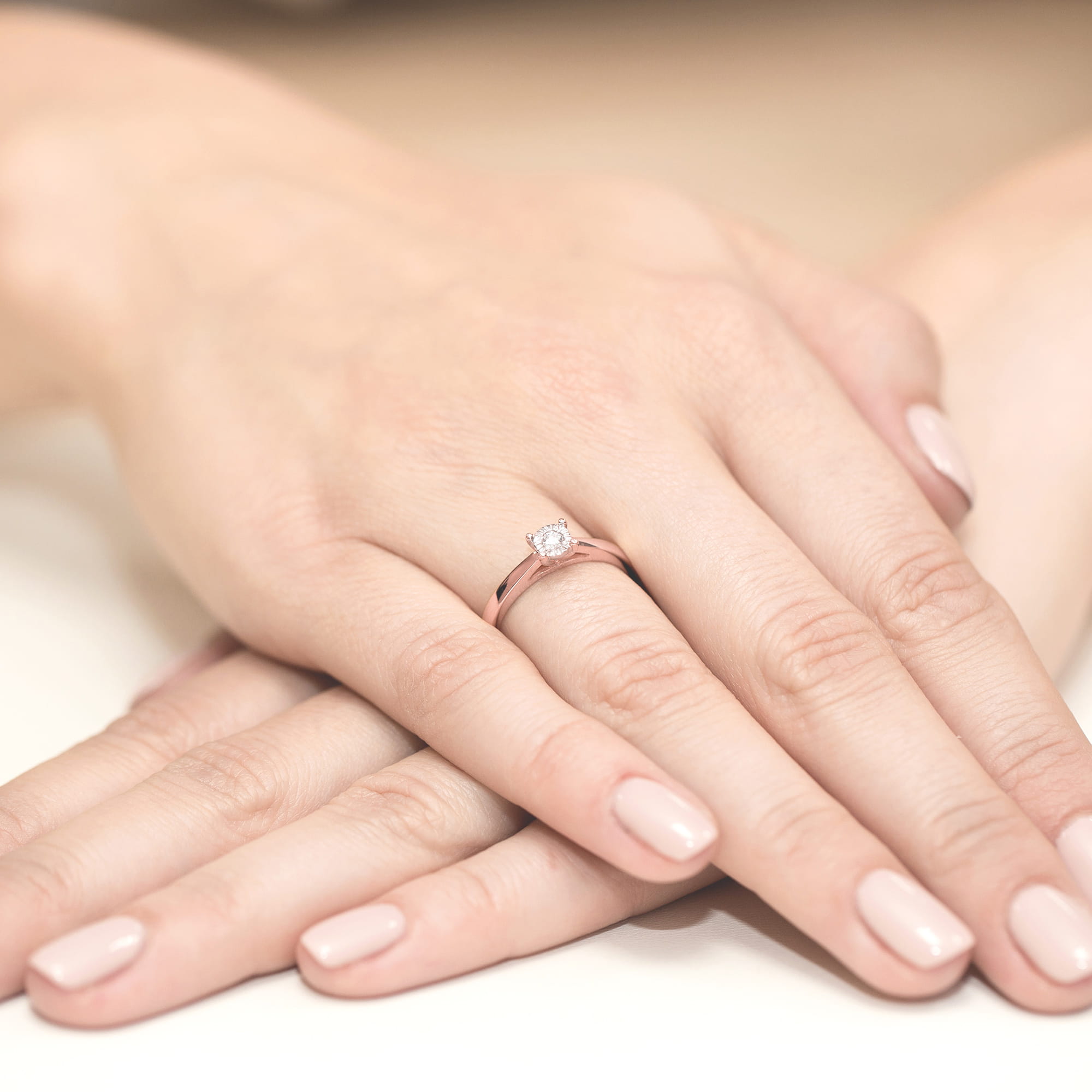 Pierścionek Diament 0,08ct różowe złoto 4 Pierścionek Diament 0,08ct różowe złoto - obrazek 4
