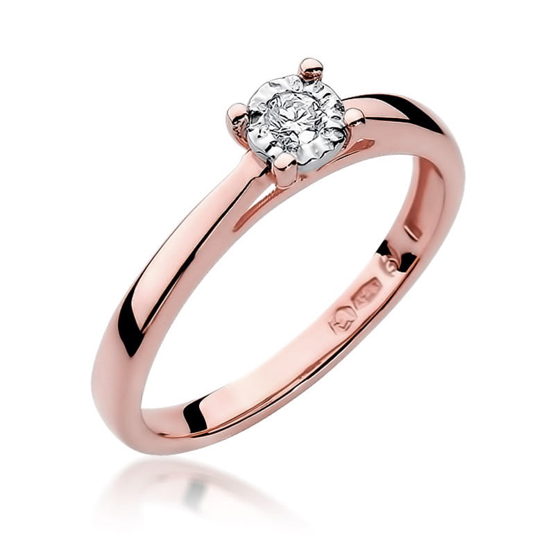 Pierścionek Diament 0,08ct różowe złoto 1 Pierścionek W007 Diament 0