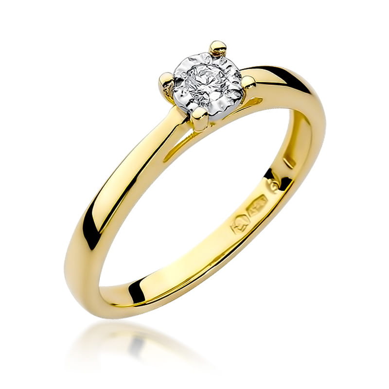 Pierścionek Diament 0,08ct żółte złoto 1 Pierścionek W007 Diament 0