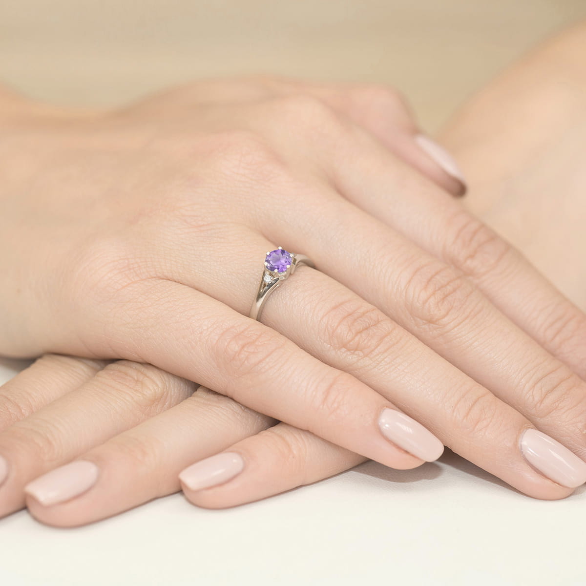 Pierścionek Ametyst 0,50ct białe złoto 4 Pierścionek Ametyst 0,50ct białe złoto - obrazek 4