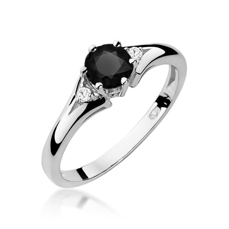 Pierścionek Czarny Diament 0,50ct białe złoto 1 Pierścionek W0076 Czarny Diament 0