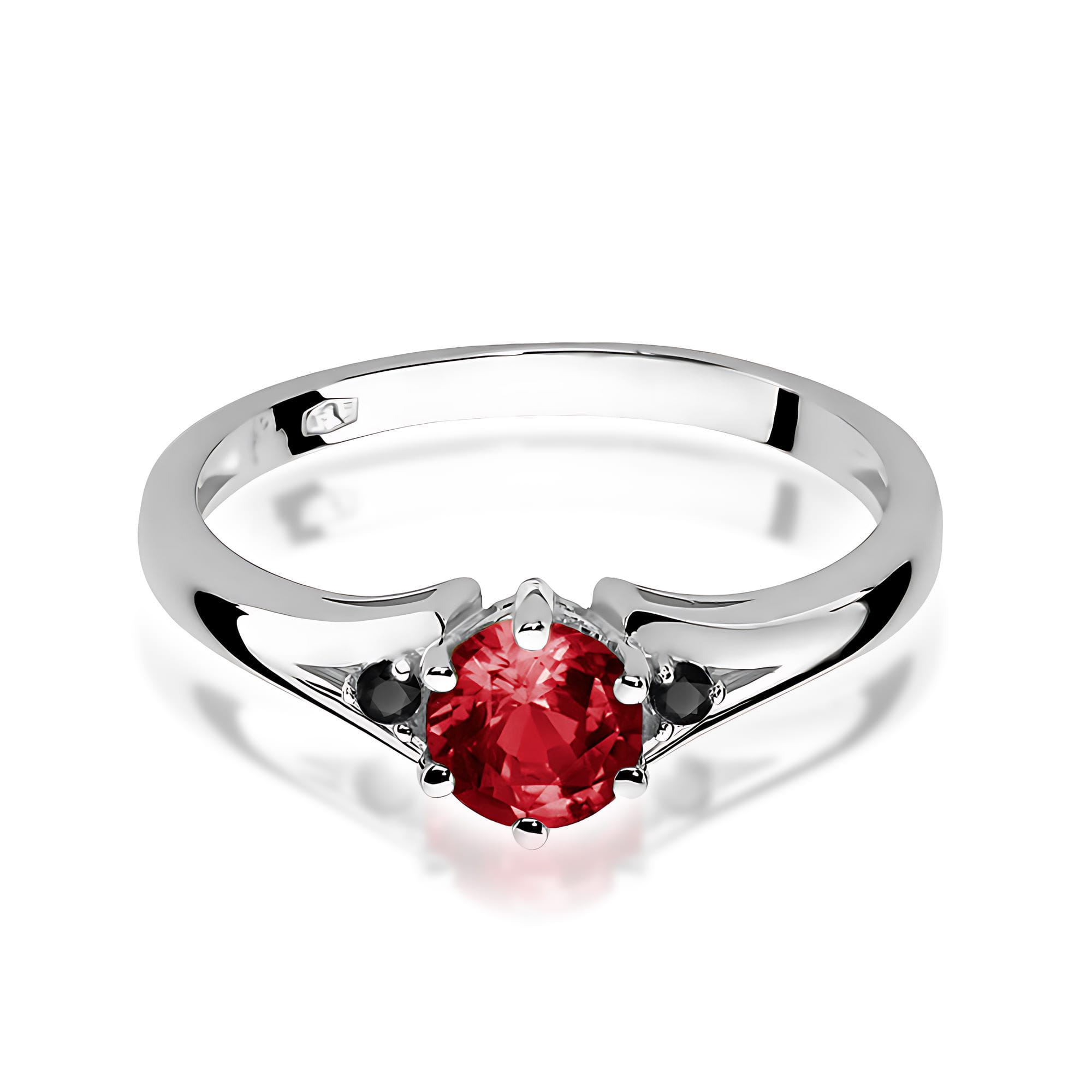 Pierścionek Granat 0,60ct białe złoto z czarnymi diamentami 2 60ct białe złoto z czarnymi diamentami Jubiler Kraków BigDIAMOND