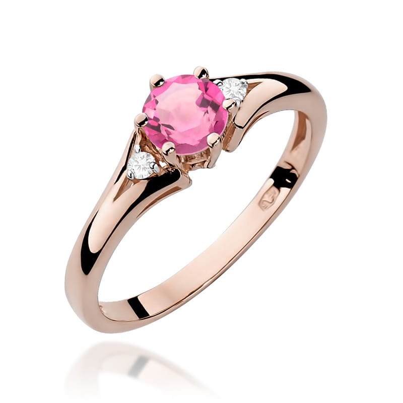 Pierścionek Różowy Topaz 0,60ct różowe złoto 1 Pierścionek W0076 Różowy Topaz 0