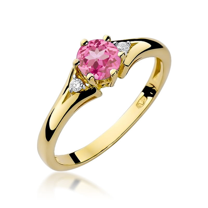 Pierścionek Różowy Topaz 0,60ct żółte złoto 1 Pierścionek W0076 Różowy Topaz 0