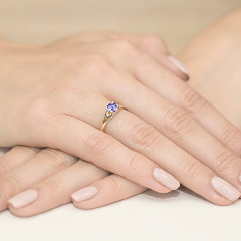 Pierścionek Tanzanit 0,50ct żółte złoto 4 Pierścionek Tanzanit 0,50ct żółte złoto - obrazek 4