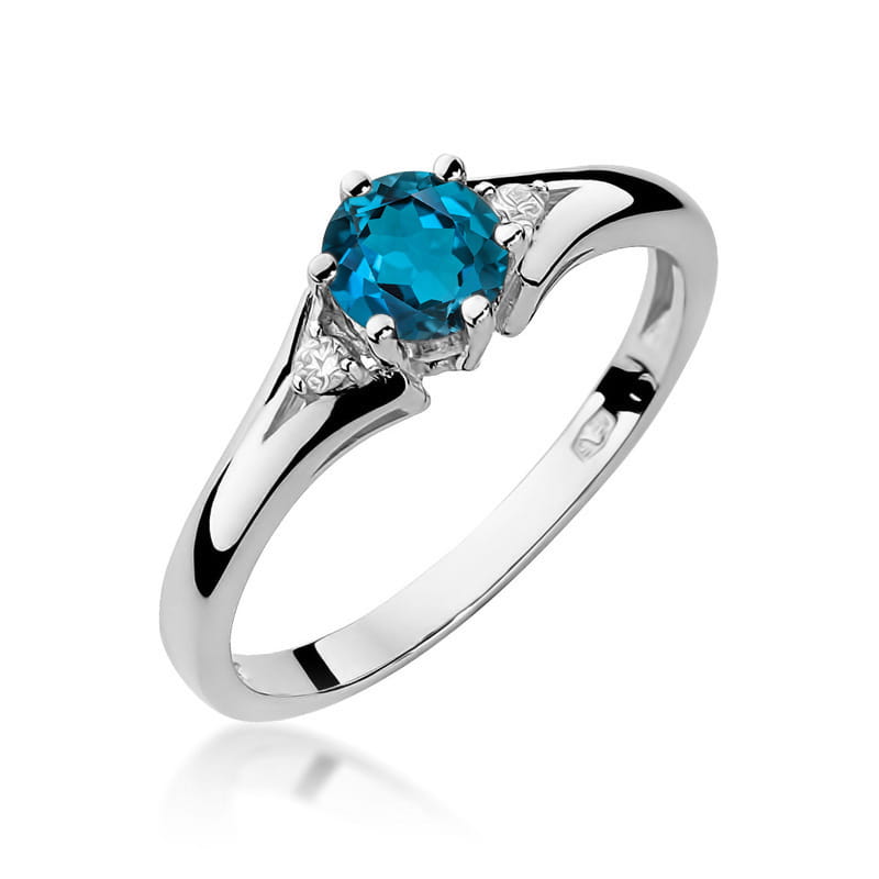 Pierścionek Topaz London Blue 0,50ct białe złoto 1 Pierścionek W0076 Topaz London Blue 0