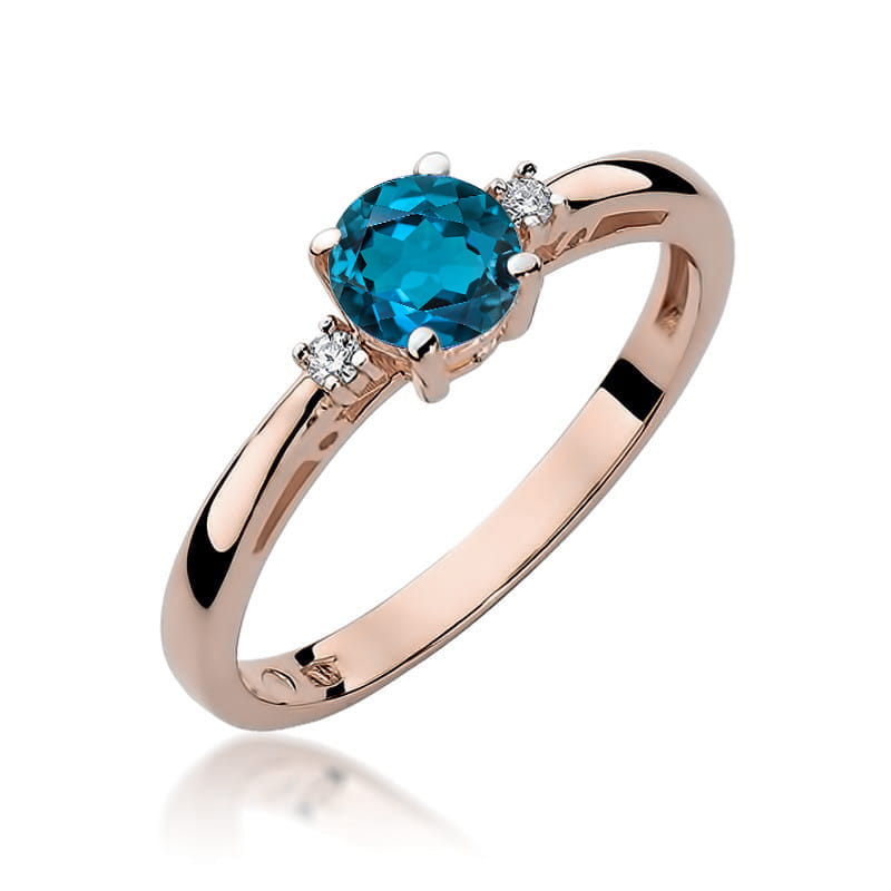 Pierścionek Topaz London Blue 0,50ct różowe złoto 1 Pierścionek W010 Topaz London Blue 0