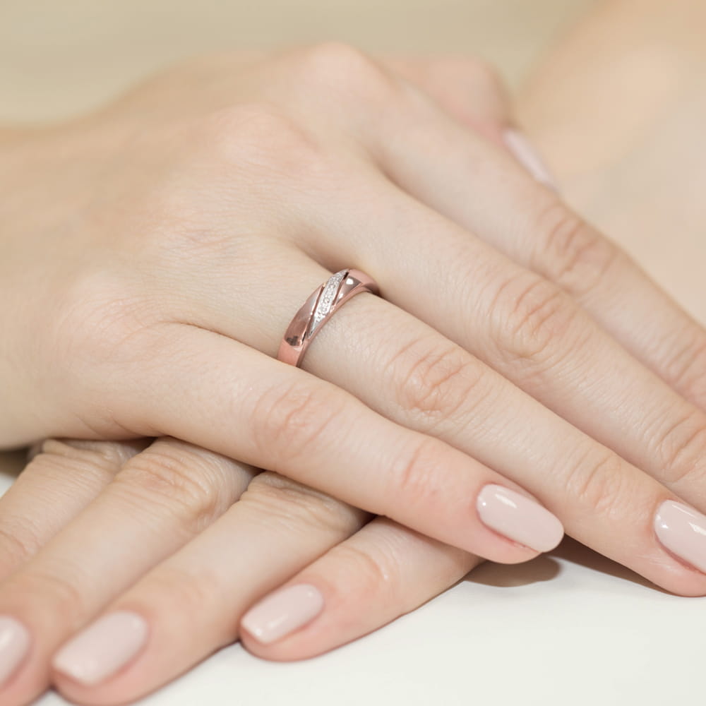 Pierścionek z diamentami różowe złoto 4 Pierścionek z diamentami różowe złoto - obrazek 4