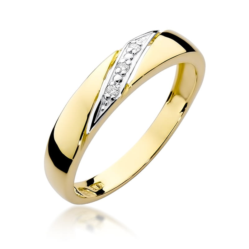 Pierścionek z diamentami żółte złoto 1 Pierścionek W0118 z diamentami żółte złoto Jubiler Kraków BigDIAMOND