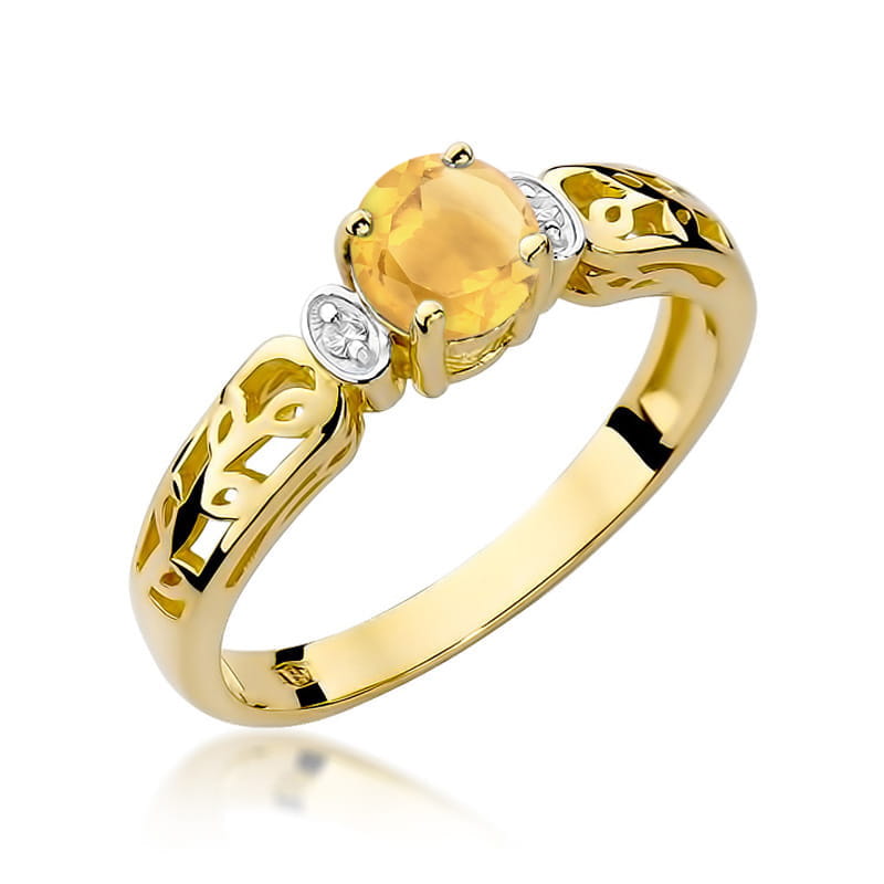 Pierścionek Cytryn 0,50ct żółte złoto 1 Pierścionek W014 Cytryn 0
