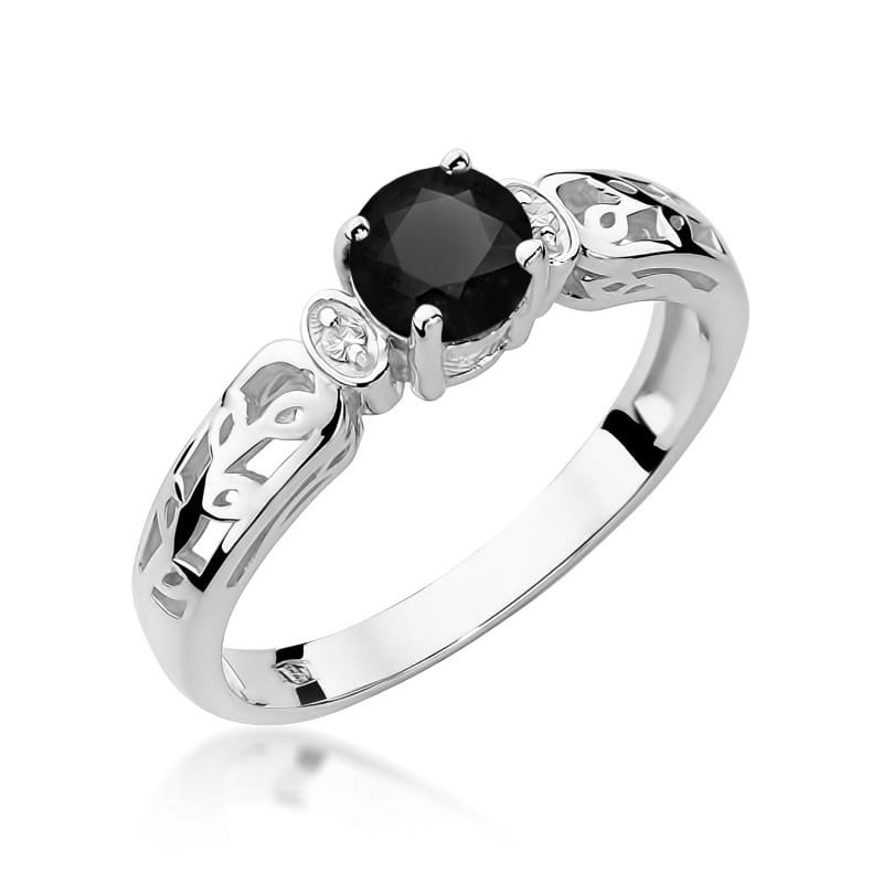 Pierścionek Czarny Diament 0,50ct białe złoto 1 Pierścionek W014 Czarny Diament 0