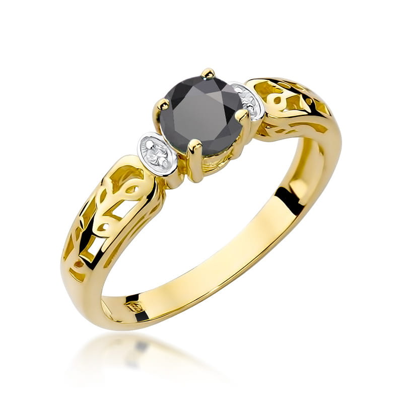 Pierścionek Czarny Diament 0,50ct żółte złoto 1 Pierścionek W014 Czarny Diament 0
