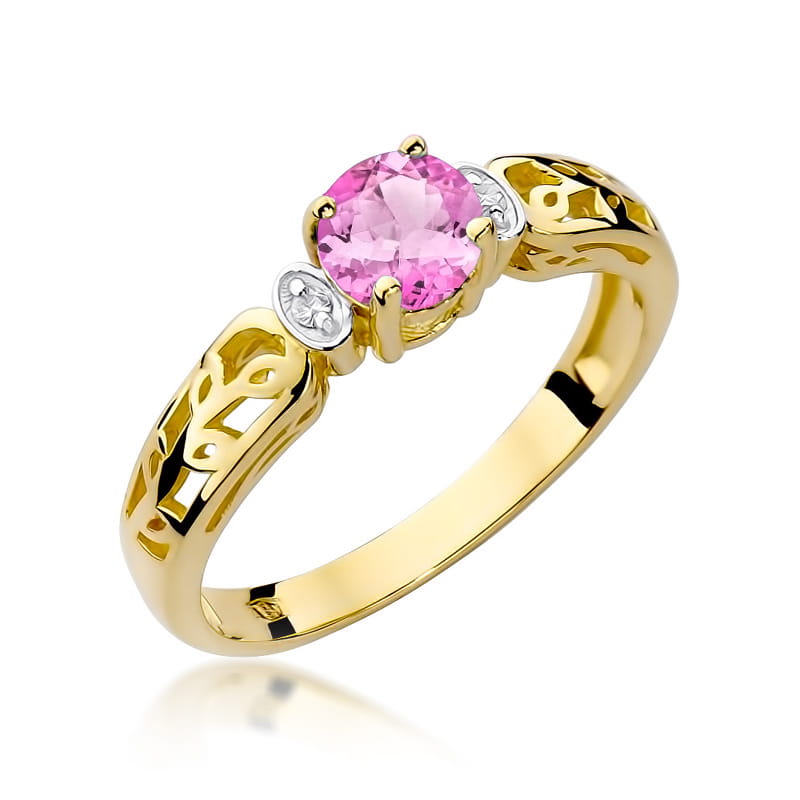 Pierścionek Różowy Topaz 0,50ct żółte złoto 1 Pierścionek W014 Różowy Topaz 0