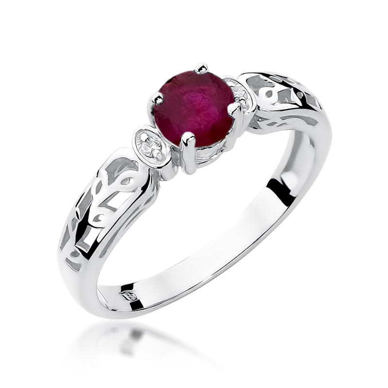 Pierścionek Rubin 0,60ct białe złoto 1 Pierścionek W014 Rubin 0