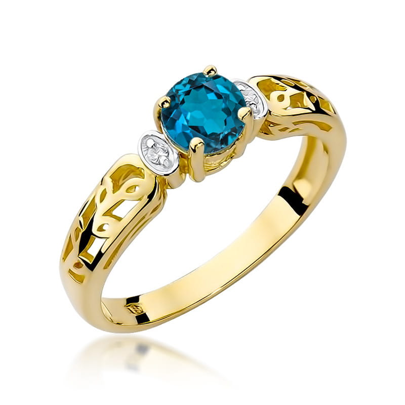 Pierścionek Topaz London Blue 0,50ct żółte złoto 1 Pierścionek W014 Topaz London Blue 0