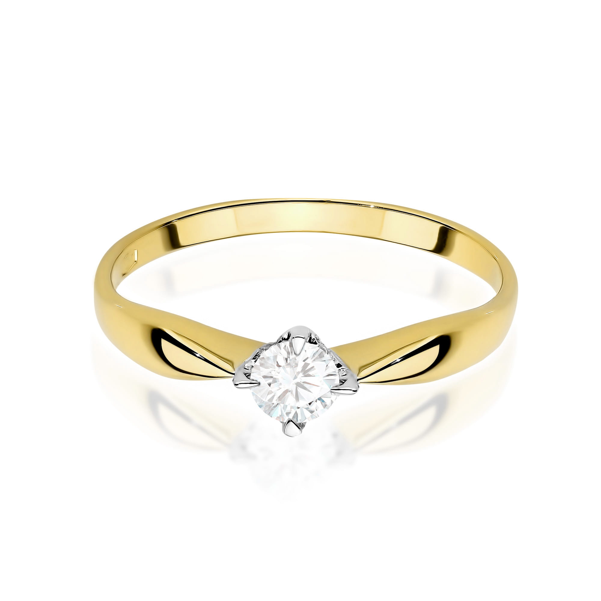 Pierścionek W0171 Diament Laboratoryjny 0,15ct żółte złoto 2 15ct żółte złoto Jubiler Kraków BigDIAMOND