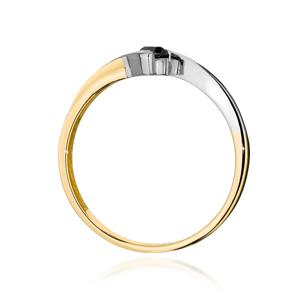 Pierścionek Czarny Diament 0,12ct żółte złoto 3 Pierścionek Czarny Diament 0,12ct żółte złoto - obrazek 3