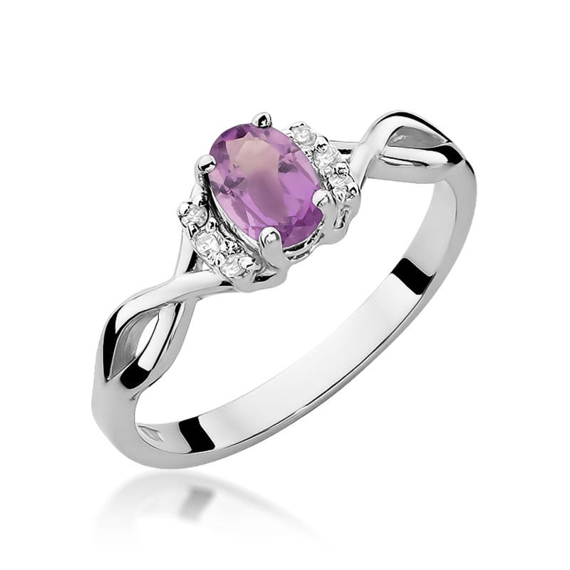 Pierścionek Ametyst 0,40ct białe złoto 1 Pierścionek W019 Ametyst 0