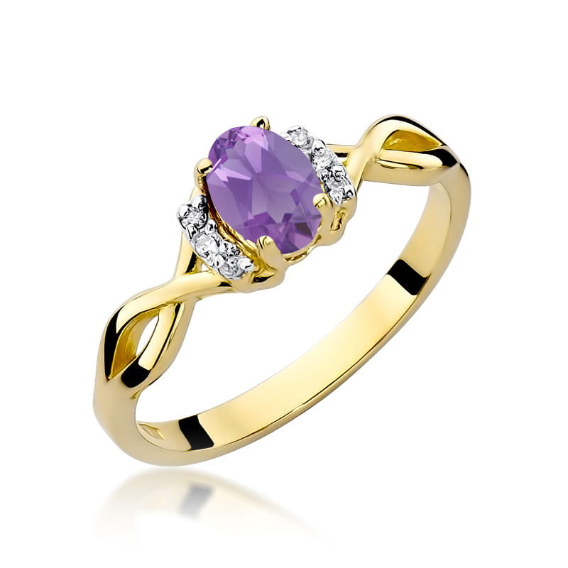 Pierścionek Ametyst 0,40ct żółte złoto 1 Pierścionek W019 Ametyst 0