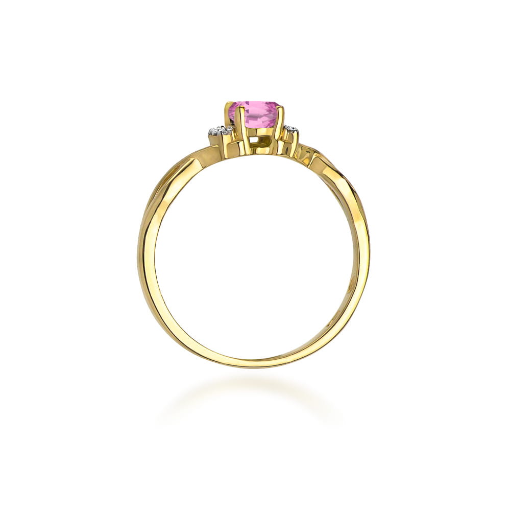 Pierścionek Różowy Szafir 0,45ct żółte złoto 3 Pierścionek Różowy Szafir 0,45ct żółte złoto - obrazek 3