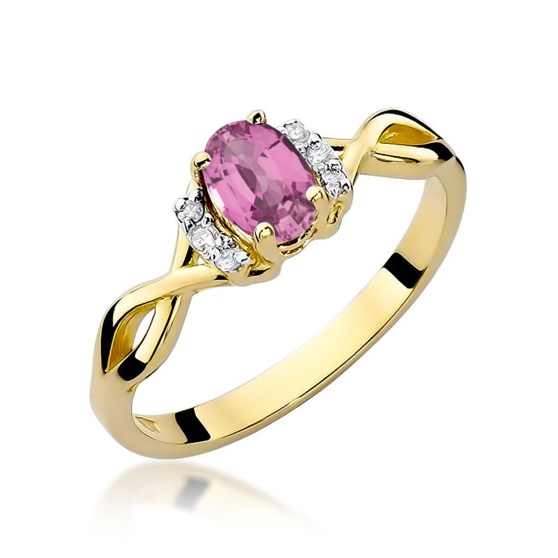 Pierścionek Różowy Szafir 0,45ct żółte złoto 1 Pierścionek W019 Różowy Szafir 0