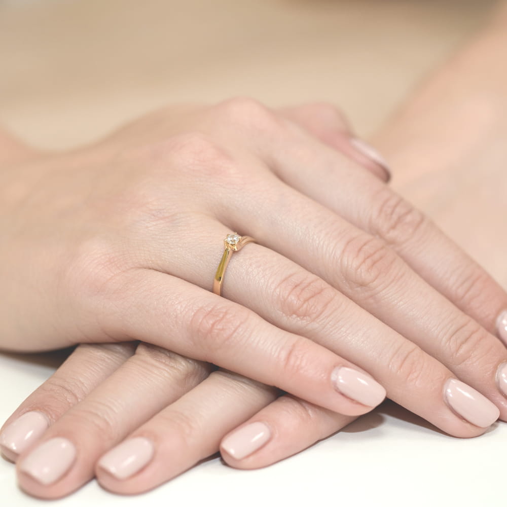 Pierścionek Diament 0,10ct żółte złoto 4 Pierścionek Diament 0,10ct żółte złoto - obrazek 4