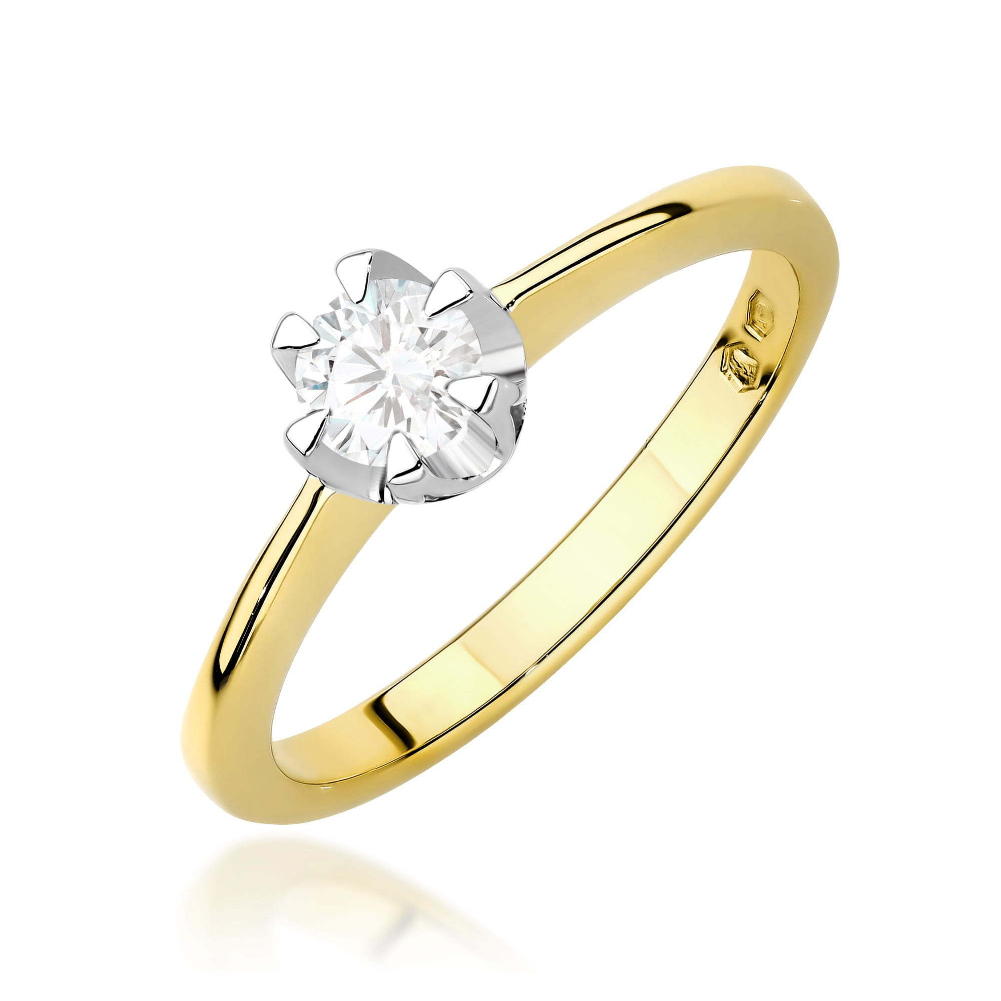 Pierścionek W0220 Diament Laboratoryjny 0,40ct żółte złoto 1 Pierścionek W0220 Diament Laboratoryjny 0