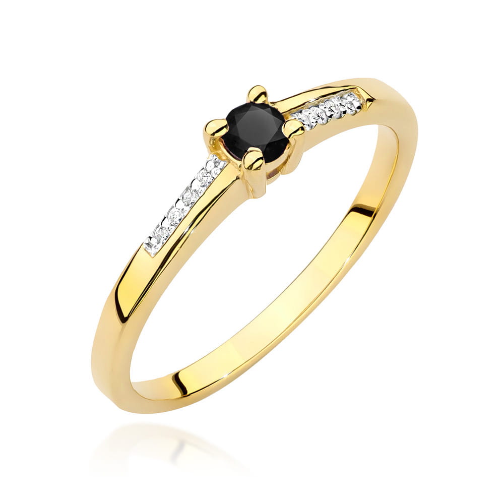 Pierścionek Czarny Diament 0,12ct żółte złoto 1 Pierścionek W0258 Czarny Diament 0