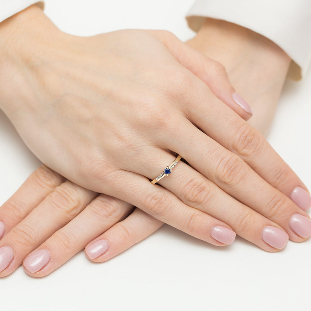 Pierścionek Szafir 0,15ct żółte złoto 4 Pierścionek Szafir 0,15ct żółte złoto - obrazek 4