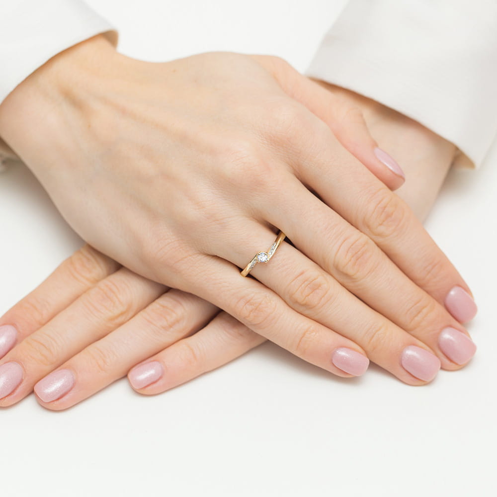 Pierścionek Diament 0,10ct żółte złoto 4 Pierścionek Diament 0,10ct żółte złoto - obrazek 4