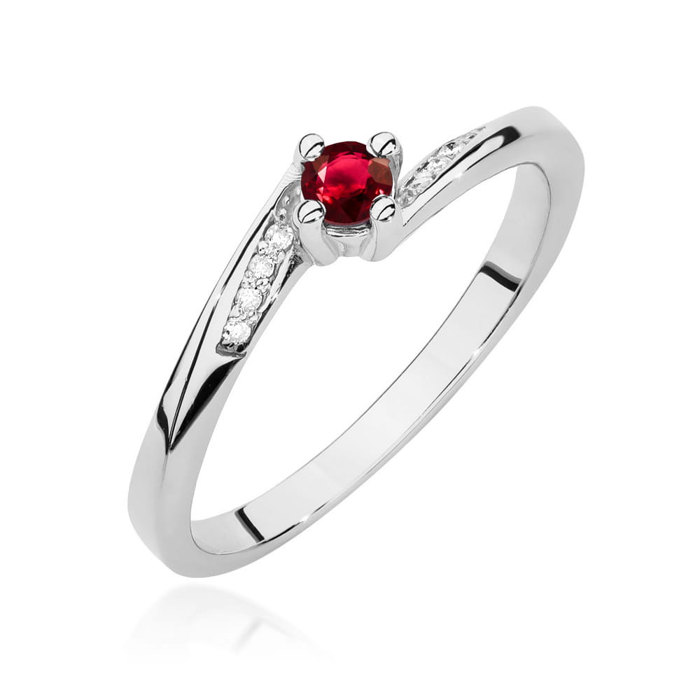 Pierścionek Rubin 0,15ct białe złoto 1 Pierścionek W0262 Rubin 0