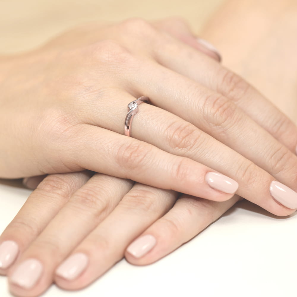 Pierścionek Diament 0,05ct różowe złoto 4 Pierścionek Diament 0,05ct różowe złoto - obrazek 4