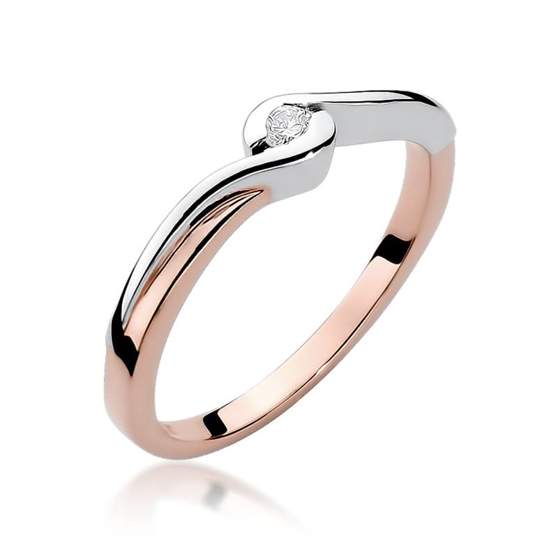 Pierścionek Diament 0,05ct różowe złoto 1 Pierścionek W027 Diament 0