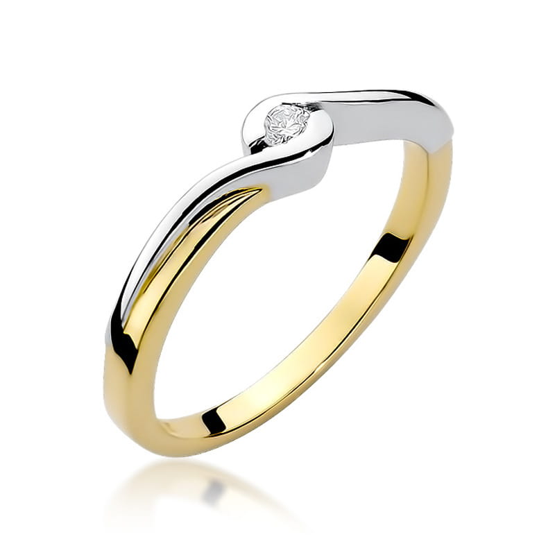 Pierścionek Diament 0,05ct żółte złoto 1 Pierścionek W027 Diament 0