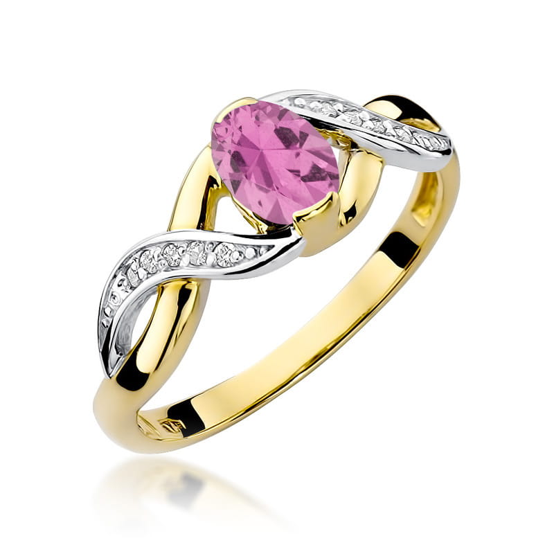 Pierścionek Różowy Szafir 0,45ct żółte złoto 1 Pierścionek W028 Różowy Szafir 0