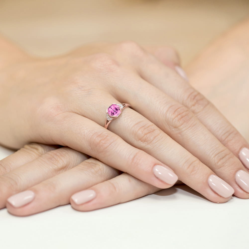 Pierścionek Różowy Topaz 1,10ct różowe złoto 4 Pierścionek Różowy Topaz 1,10ct różowe złoto - obrazek 4