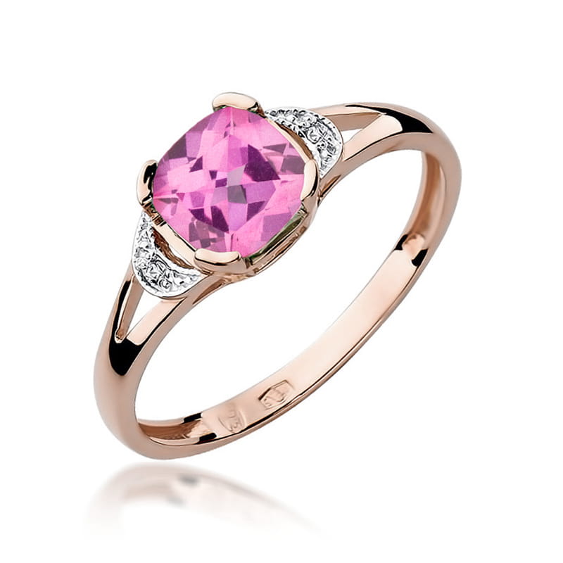 Pierścionek Różowy Topaz 1,10ct różowe złoto 1 Pierścionek W040 Różowy Topaz 1