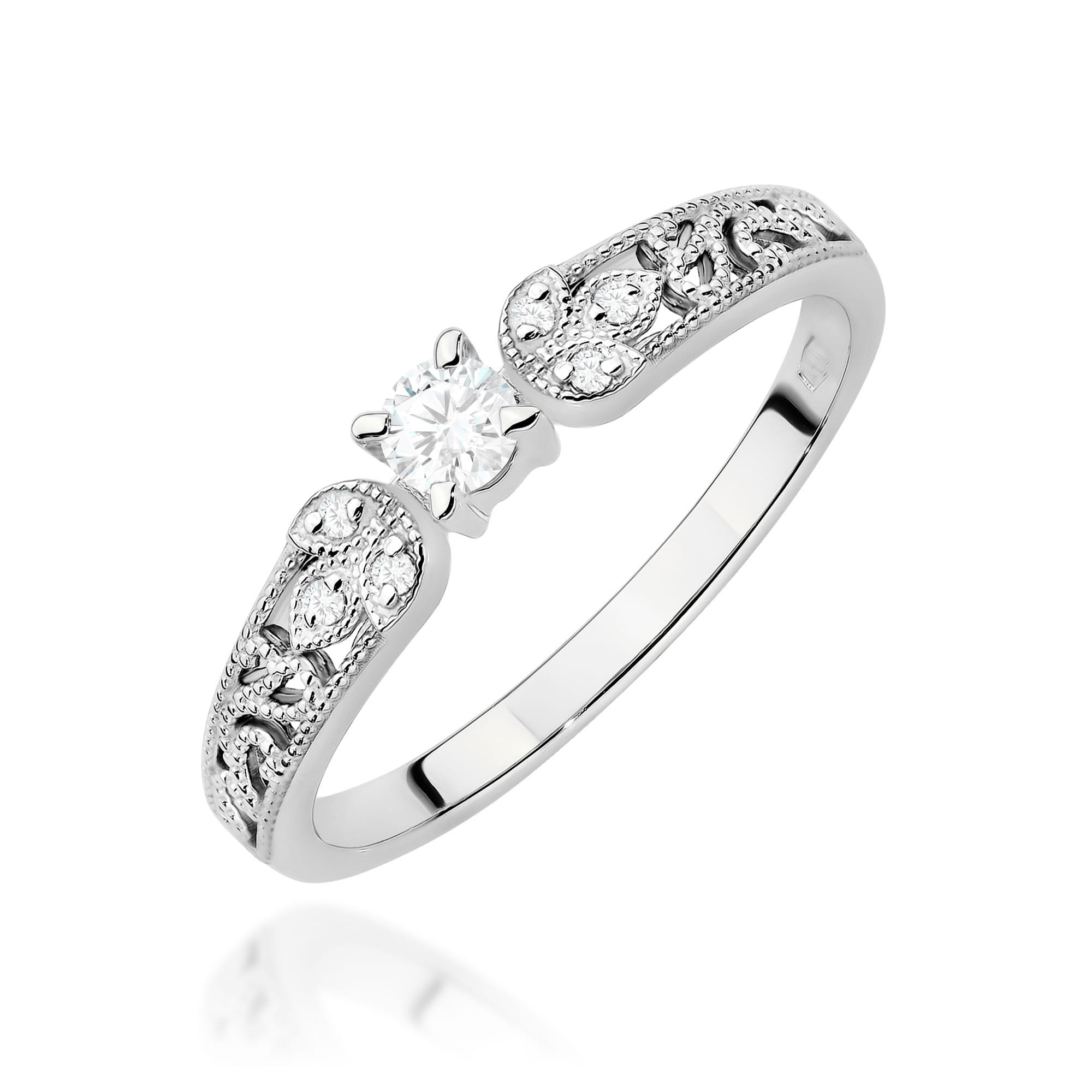Pierścionek Diament Laboratoryjny 0,10ct białe złoto 1 Pierścionek W0411 Diament Laboratoryjny 0