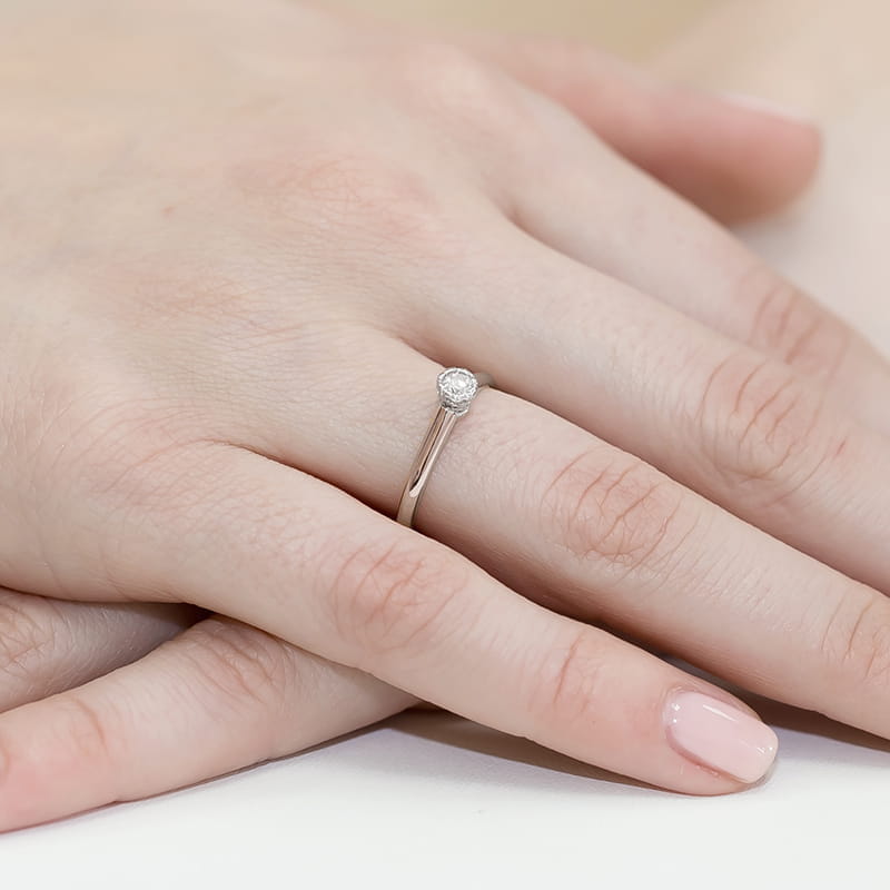 Pierścionek Diament 0,13ct białe złoto 4 Pierścionek Diament 0,13ct białe złoto - obrazek 4