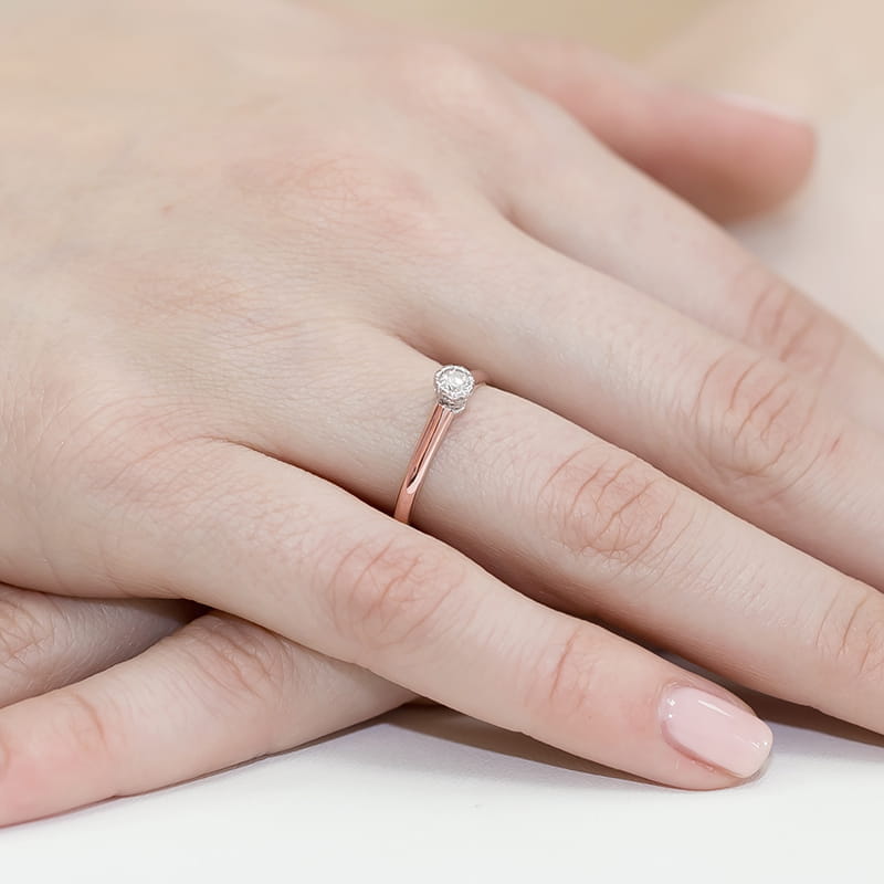 Pierścionek Diament 0,13ct różowe złoto 4 Pierścionek Diament 0,13ct różowe złoto - obrazek 4