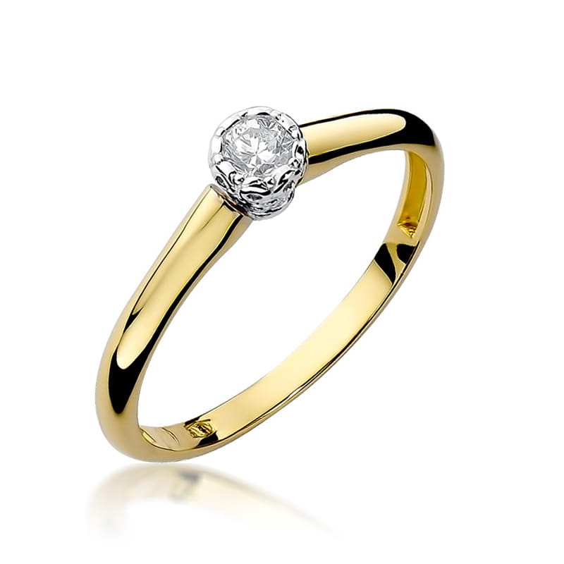 Pierścionek Diament 0,13ct żółte złoto 1 Pierścionek W042 Diament 0