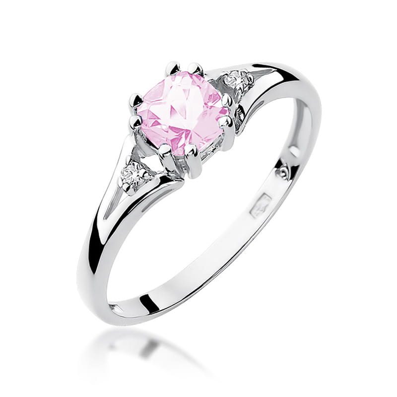 Pierścionek Różowy Topaz 0,70ct białe złoto 1 Pierścionek W044 Różowy Topaz 0