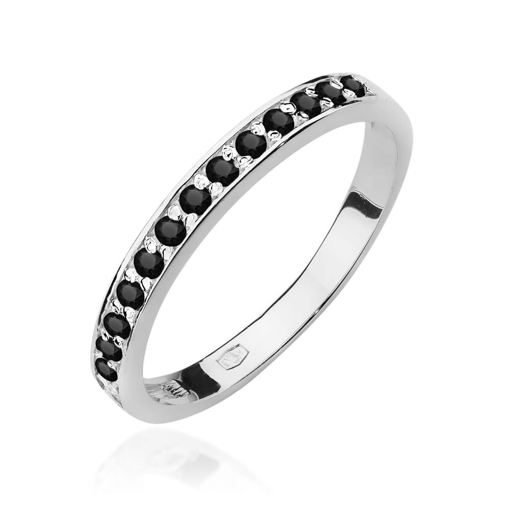 Pierścionek z czarnymi diamentami białe złoto 1 Pierścionek W0446 z czarnymi diamentami białe złoto Jubiler Kraków BigDIAMOND