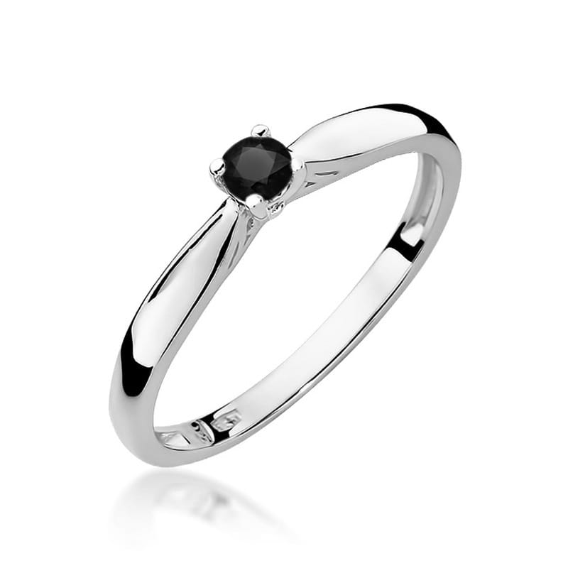 Pierścionek Czarny Diament 0,12ct białe złoto 1 Pierścionek W045 Czarny Diament 0