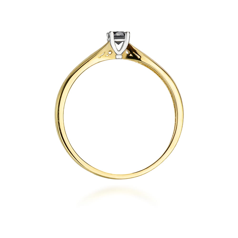 Pierścionek Czarny Diament 0,12ct żółte złoto 3 Pierścionek Czarny Diament 0,12ct żółte złoto - obrazek 3