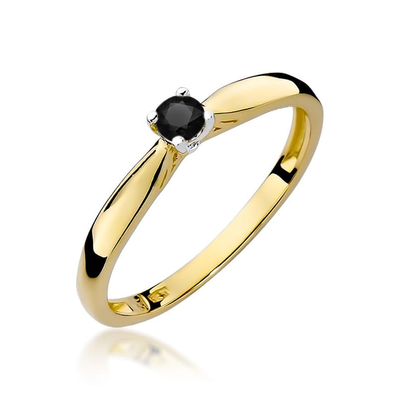 Pierścionek Czarny Diament 0,12ct żółte złoto 1 Pierścionek W045 Czarny Diament 0