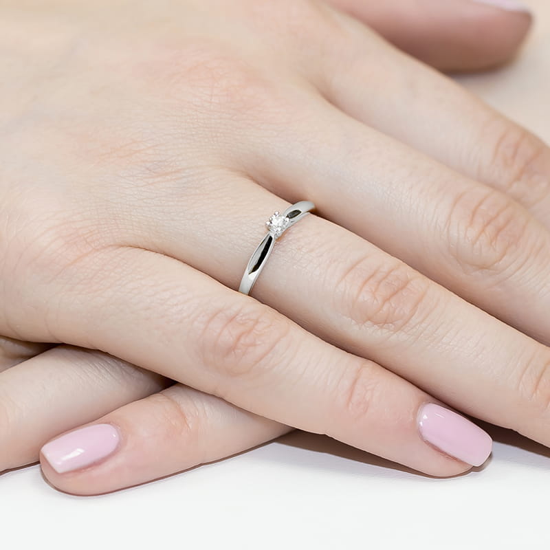 Pierścionek Diament 0,10ct białe złoto 4 Pierścionek Diament 0,10ct białe złoto - obrazek 4