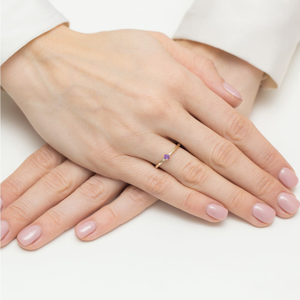 Pierścionek Ametyst 0,10ct żółte złoto 4 Pierścionek Ametyst 0,10ct żółte złoto - obrazek 4
