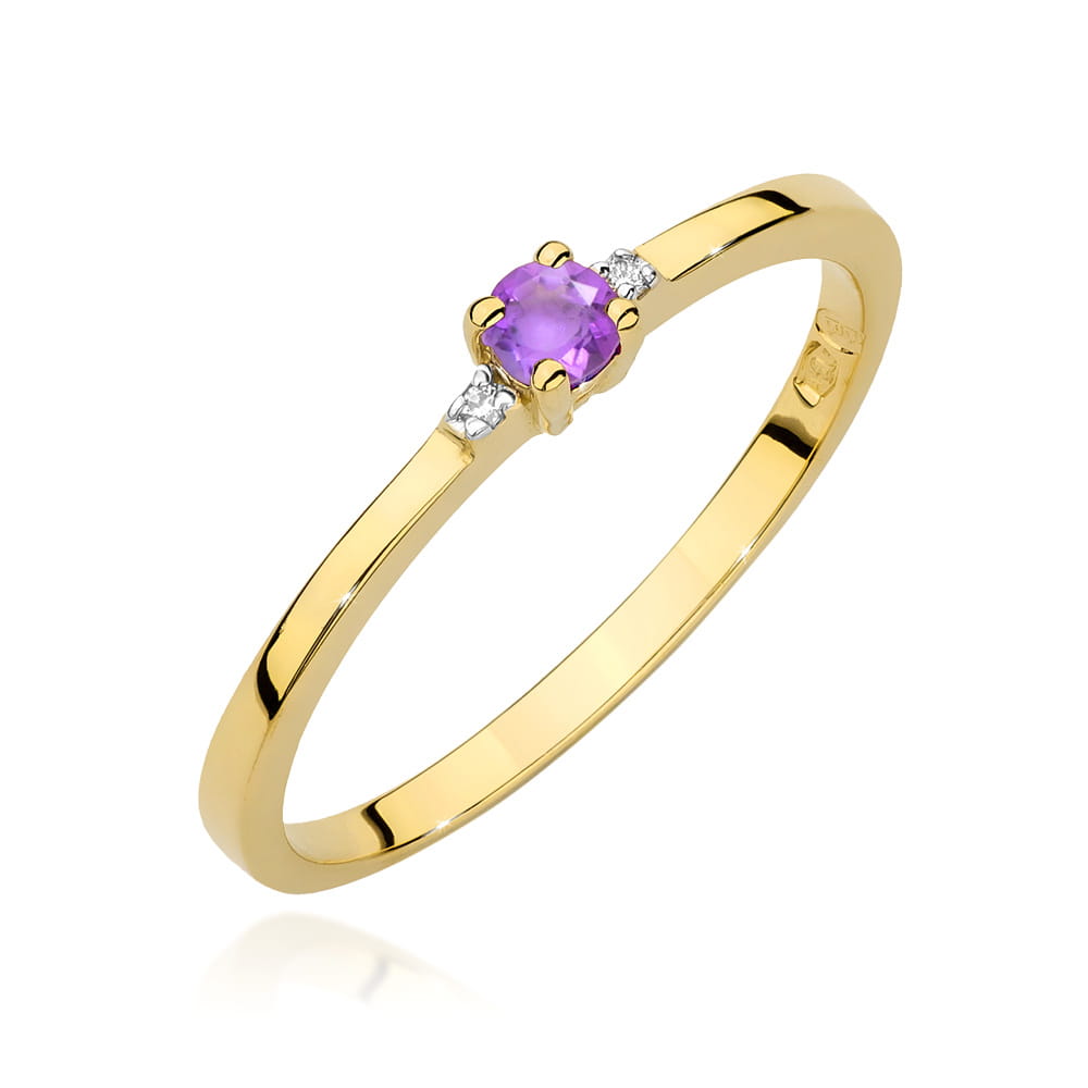 Pierścionek Ametyst 0,10ct żółte złoto 1 Pierścionek W0464 Ametyst 0